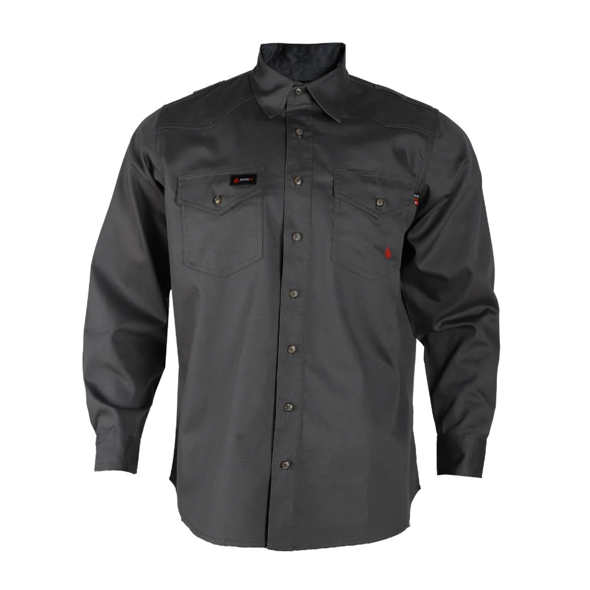 Forge FR Men's FR Button Ripstop Shirt in Gray